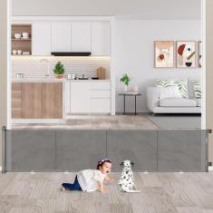 Imagem de Portão retrátil para bebês MYPIN Extra Wide, 5 m, 86 cm de altura, cin