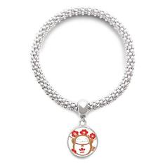 Imagem de DIYthinker Pulseira de prata japonesa com pingente de flor de cerejeira Lucky Fortune Cat Corrente ajustável