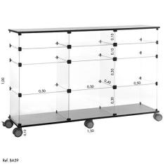 Imagem de Balcão de Atendimento Modulado em Vidro com Rodízio - 1,50 x 1,00 X 0,40