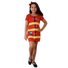 Imagem de Vestido Infantil Temático Fantasia Bombeira 1 ao 12