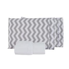 Imagem de Jogo De Lençol Chevron Casal Percal 180 Fios 3 Peças - Cinza