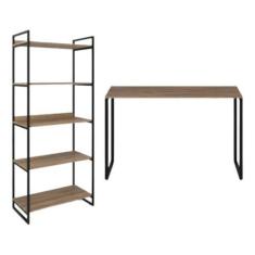 Imagem de Kit Estante C/ 05 Platereiras P/ Escritório C/ Mesa Escrivaninha Indus