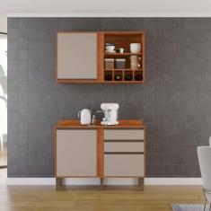 Imagem de Cozinha Compacta 2 Peças 3 Portas 2 Gavetas Pérola Cinamomo/off White