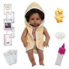 Imagem de Boneca Reborn Recém Nascida Com Saída de Banho Patinho - Cegonha Rebor