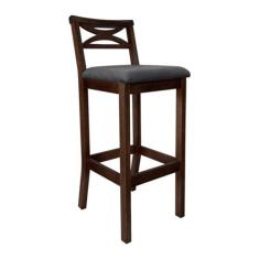 Imagem de Banqueta Media Estofada para Bancada Madri Madeira Capuccino Suede Cinza CCS