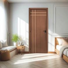 Imagem de Kit Porta De Madeira Decorada 215x74cmbatente 12cm Mantiqueir