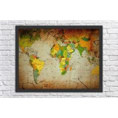 Imagem de Quadro Decorativo Mapas Mundo Quartos e Salas Decorações Com Moldura -