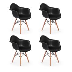 Imagem de Conjunto 04 Cadeiras Charles Eames Wood Daw Com Braços Design - 