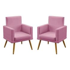 Imagem de Kit 2 Poltronas Nina Com Rodapé Sued Rosê Aradecor