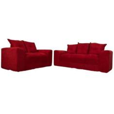 Imagem de Jogo De Sofá De 2 E 3 Lugares Porto Vermelho Suede - Aurea Decor