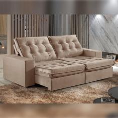 Imagem de Sofá Retrátil e Reclinável 250cm M165 Veludo/Café com Leite