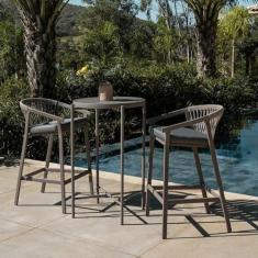 Imagem de Conjunto Jardim e Varanda 1 Mesa Bistrô 2 Banquetas Refúgio Cabecasa Madeiramadeira Champanhe/Cinza Mesclado