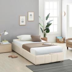 Imagem de Cama Baú Solteiro sem Cabeceira Uvaia Cabecasa Madeiramadeira Bege