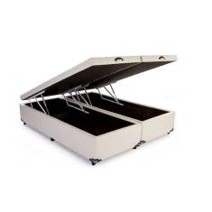 Imagem de Base Cama Box Baú Bipartido King Size Suede Bege 43x193x203