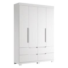 Imagem de Guarda Roupa Solteiro Doble 4 Portas e 4 Gavetas - Móveis Albatroz Branco Fosco