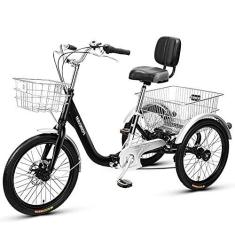 Imagem de Triciclo dobrável para atividades ao ar livre, bicicleta de três rodas de 50,8 cm, com cesta de compras, ciclismo, pedalada para idosos, mulheres, homens, triciclos, recreação, compras, piquenique,