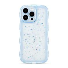 Imagem de ZTOFERA Capa para iPhone 13 Pro Max de 6,7 polegadas, linda capa ondulada encaracolada com glitter estrela, capa protetora de telefone de TPU (poliuretano termoplástico) macio e brilhante transparente