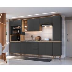 Imagem de Cozinha Modulada Isabelle 6 Peças com Torre Quente Para 2 fornos Freijó/Grafite