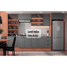 Imagem de Cozinha Modulada Completa Bella 9 Peças (3Aéreos+2Balcões+1Cristaleira+3Complementos) C9P53 Nogal/Cinza - Carraro