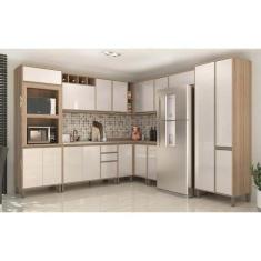 Imagem de Armário de Cozinha Completa Modulada 10 Peças com Tampo e Vidro Reflec