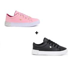 Imagem de Tênis Feminino Juvenil Para Crianças Kit Dois Pares Infantil Escolar S