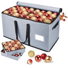 Imagem de BROSYDA Caixa de armazenamento de enfeites de Natal, organizador de enfeites serve para 128 bolas de enfeite de 7,6 cm, 8 recipientes de armazenamento de ornamentos de bandeja removível com divisórias