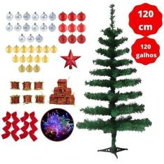 Imagem de Árvore Natal Verde Decorada 1,20M 65 Enfeite Pisca 110V - Rio Master