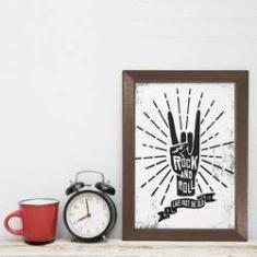 Imagem de Quadro Decorativo com Moldura Marrom Rock And Roll 33x43cm