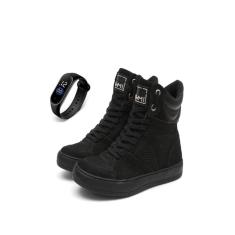 Imagem de Tenis Sneaker Feminino Botinha Treino Academia Cano Alto + Relógio-Feminino