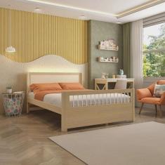 Imagem de Cama Casal Wave Juvenil Reversivel em Rattan com Led Casatema