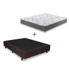 Imagem de Cama Box Casal Resistente Marrom Com Colchão Molas Ensacadas - Cama In
