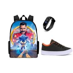 Imagem de Bolsa Escolar masculina Lançamento Juvenil mais Tenis E Relogio Versat