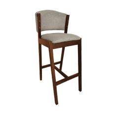 Imagem de Banquetas Alta De Madeira Maciça Natural Premium Ana Com Encosto Linho Bege