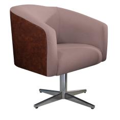 Imagem de Poltrona Luiza Base Giratória de Metal Corano Nozes e Linho Rosê - Amarena Móveis