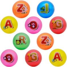 Imagem de Kit 10 Bolas Infantil De Vinil 22cm Coloridas Estampas Sortidas Bola D