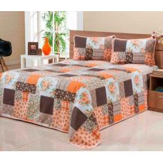 Imagem de Cobre Leito Colcha Cama Casal Padrão 03 Peças Tecido Piquet Estampado