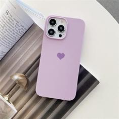 Imagem de Capa de telefone de silicone doce colorida fofa coração para iPhone 13 12 11 14 Pro Max Mini XR XS X 7 8 Plus SE 6 Capa traseira em TPU macio, roxo claro, para iPhone 14 Plus