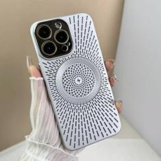 Imagem de Para iPhone 12 13 14 15 Pro Max Capa de telefone respirável dissipação de calor malha concha sucção magnética capa de proteção de carregamento, prata, para iphone 15 Pro