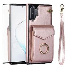 Imagem de Asuwish Capa de celular para Samsung Galaxy Note 10 Plus Note10+ 5G capa carteira com protetor de tela de vidro temperado e anel com bloqueio de RFID, suporte para cartão de celular Note10 + Notas 10+