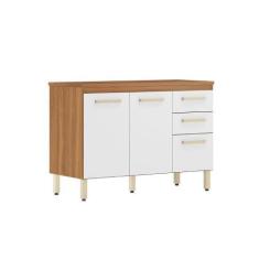 Imagem de Balcão para Cozinha Miss Com Tampo 3 Portas e 2 Gavetas Amendola Branc