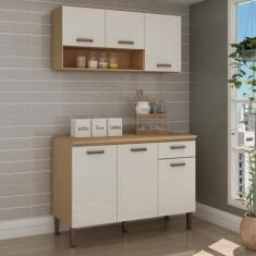 Imagem de Cozinha Modulada 3 Peças 100% Mdf Freijo/White - Genialflex