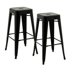 Imagem de Kit 2 Banquetas Alta Tolix Preta Sem Encosto Aço Industrial