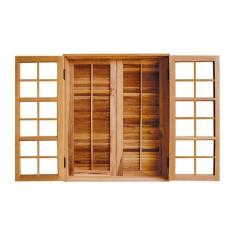 Imagem de Janela de Madeira Abrir Padrão Imbuia 120x140cm 4 Folhas Rodam Marroml