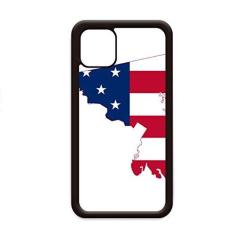 Imagem de Capa Maryland Mapa dos EUA Estrelas Listras Bandeira Formato para iPhone 12 Pro Max para Apple Mini Mobile Case