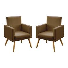 Imagem de Kit 2 Poltronas Com Rodapé Nina Sued Capuccino Aradecor