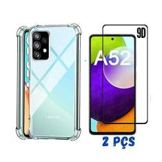 Imagem de Capa Anti Shock Compatível Samsung Galaxy A52 + 2 Películas Vidro 9D Cobre Toda Tela