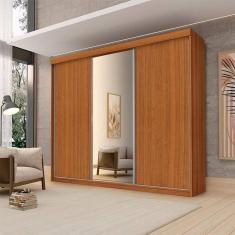 Imagem de Guarda Roupa Casal Ambiente Florença 3 Portas de Correr com Espelho Carvalho New - Luapa