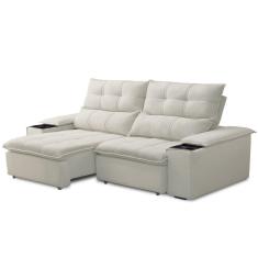 Imagem de Sofá Retrátil Reclinável Living 210cm ártico F04 Veludo Bege
