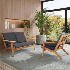 Imagem de Sofá 3 Lugares Lótus Stain Jatobá Acquablock Preto Preto/Jatobá