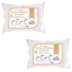 Imagem de Kit 2 Travesseiros 70x50 80% Penas 20% Plumas de Ganso - Confortável -